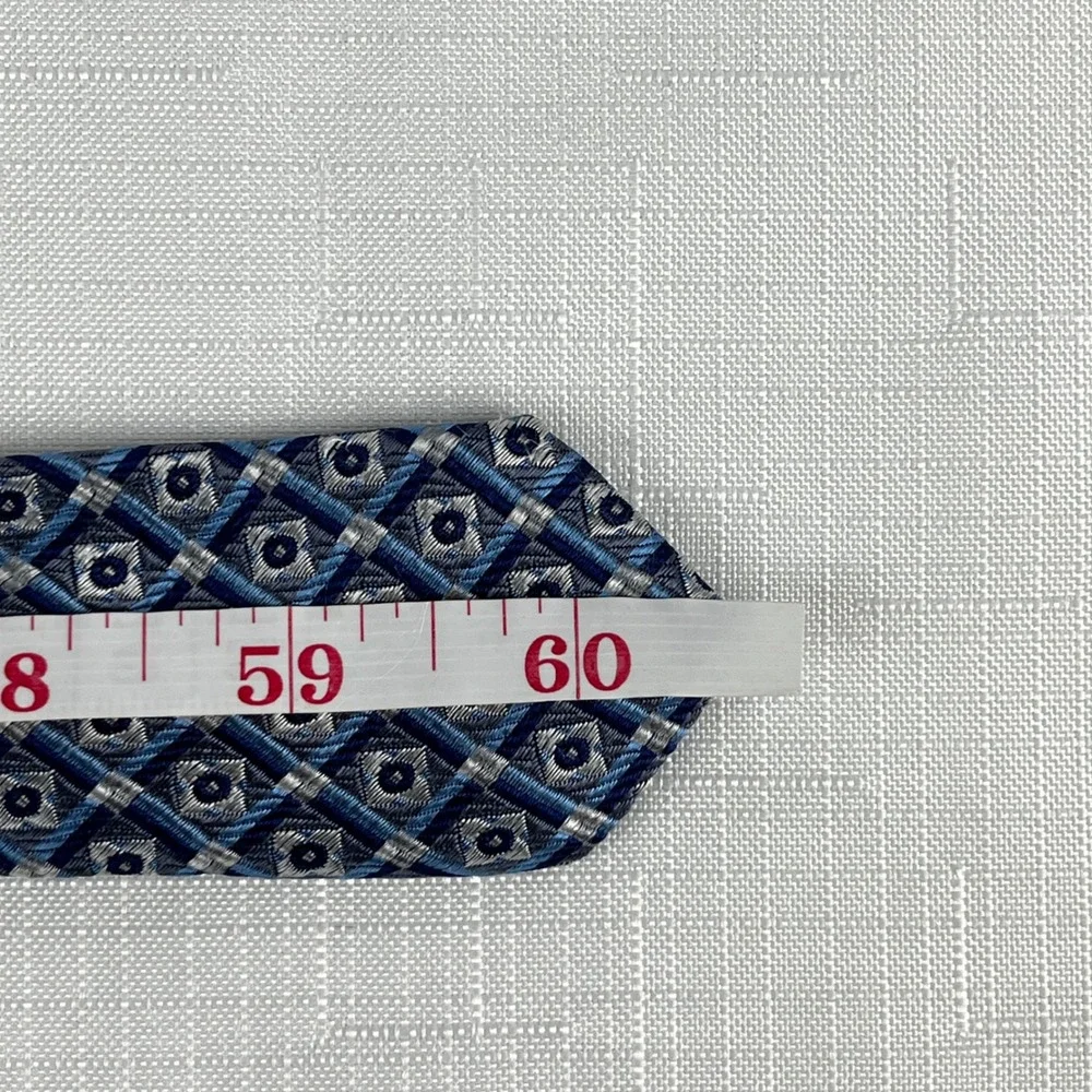 Jos. A. Bank Reserve Tie Mens Blue Silver‎ Geometric Silk Necktie 1301